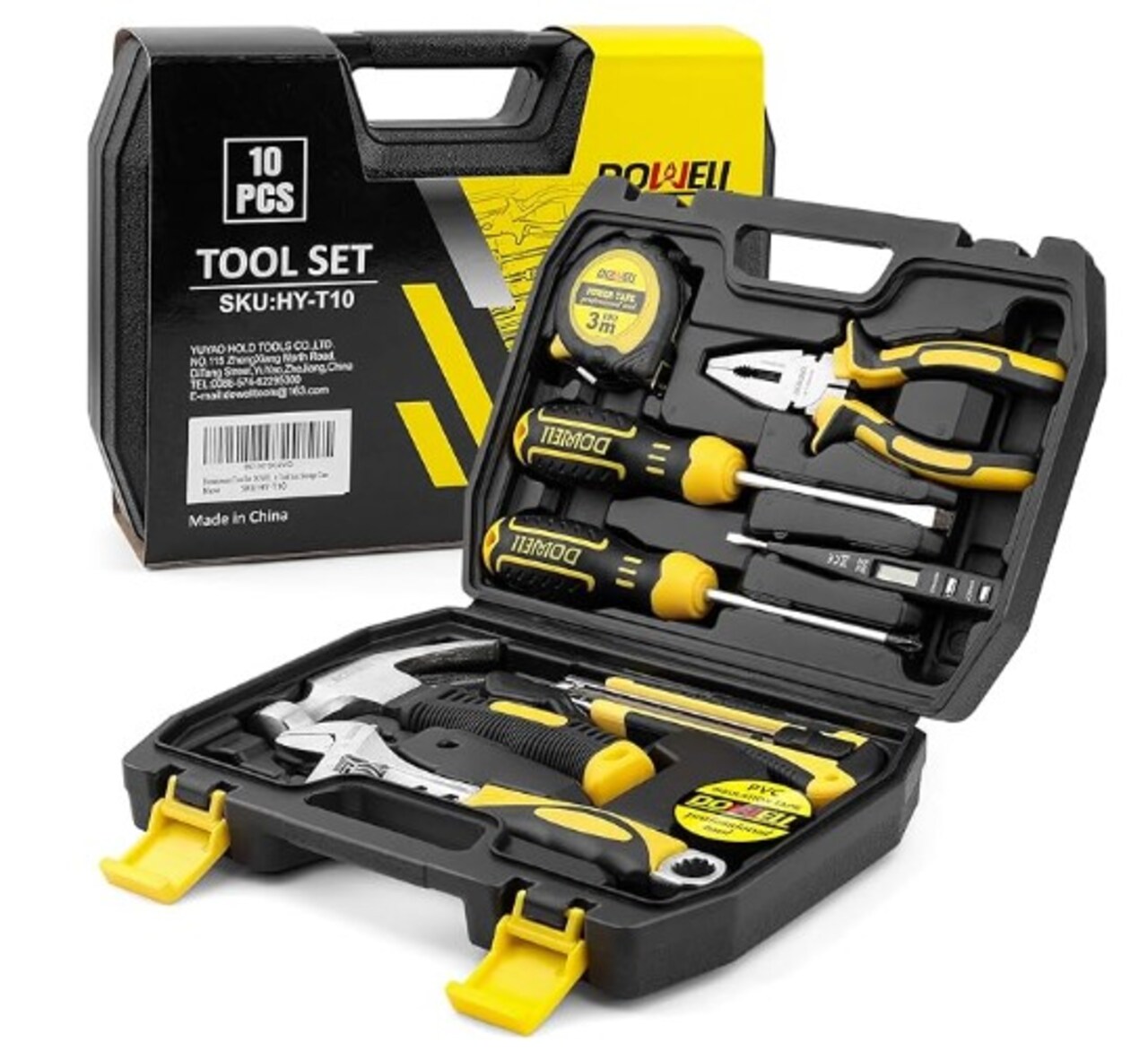 10 Piece Mini Portable Tool Kit,Home Repair Hand Tool Kit with Plastic Tool Box Storage Case